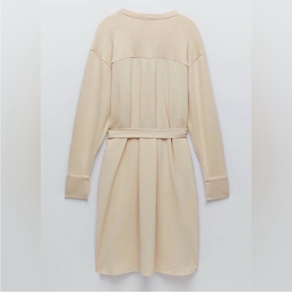 Zara Beige Knit Dress with a soft-touch belt Size Small - Picture 4 of 16